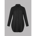 2 Packs Plus Size Solid Button Front Shirt, Casual Curved Hem Long Sleeve Shirt For Spring & Fall, Women's Plus Size Clothing