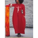 Plus Size Letter Print Pocket Dress, Casual Long Sleeve Hooded Dress For Spring & Fall, Women's Plus Size Clothing
