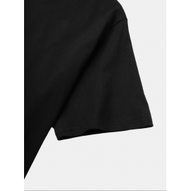 Mens 100% Cotton Slogant & Scenery Pattern Short Sleeve Casual T-Shirt