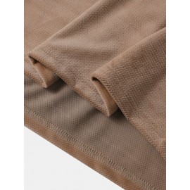 Mens Vintage Geometric Pattern Patchwork Mock Neck Short Sleeve T-Shirts