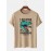 Mens Cartoon Dinosaur Letter Print O-Neck 100% Cotton Short Sleeve T-Shirts