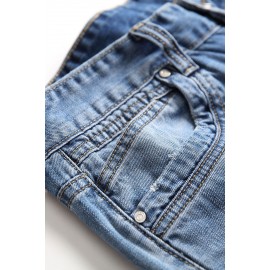 Blue Wash Distressed Slim-fit Men's Jeans
