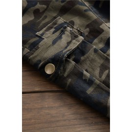 Camo Print Multi-Pockets Buttoned Men's Jeans