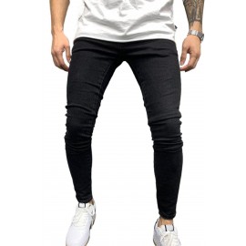 Black Solid Skinny Fit Men's Jeans