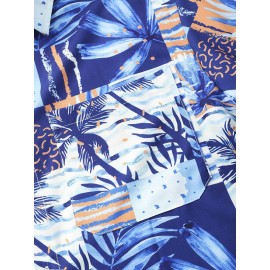 Mens Tropical Plant Graphics Holiday Short Sleeve Shirts With Pocket