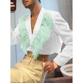 Men Feather Fringe Crop Shirt