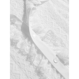 Mens See-Through Lace Crochet Ruffle Front Shirt